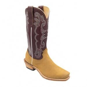 NEW FENOGLIO men's nubuck western boots in havana tan & burgundy